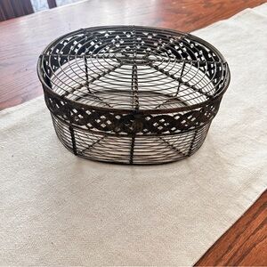 Vintage Black Wire Basket hinged lid